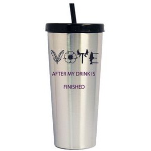 Drinking Cup, Stainless Steel with Screw-On Lid, 16oz